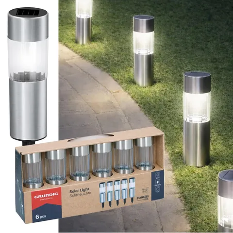 Luci solari da giardino Grundig 4 pezzi - Lampade da giardino per esterni - Acciaio inox