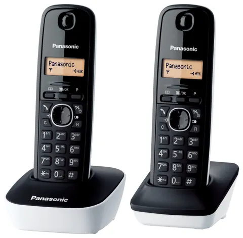 Panasonic KX-TG1612JTW Telefono Cordless DECT Doppio con Base Montabile a Parete, Rubrica